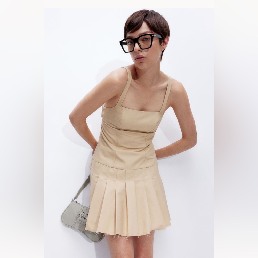 NWT low back dress with pleated skirt